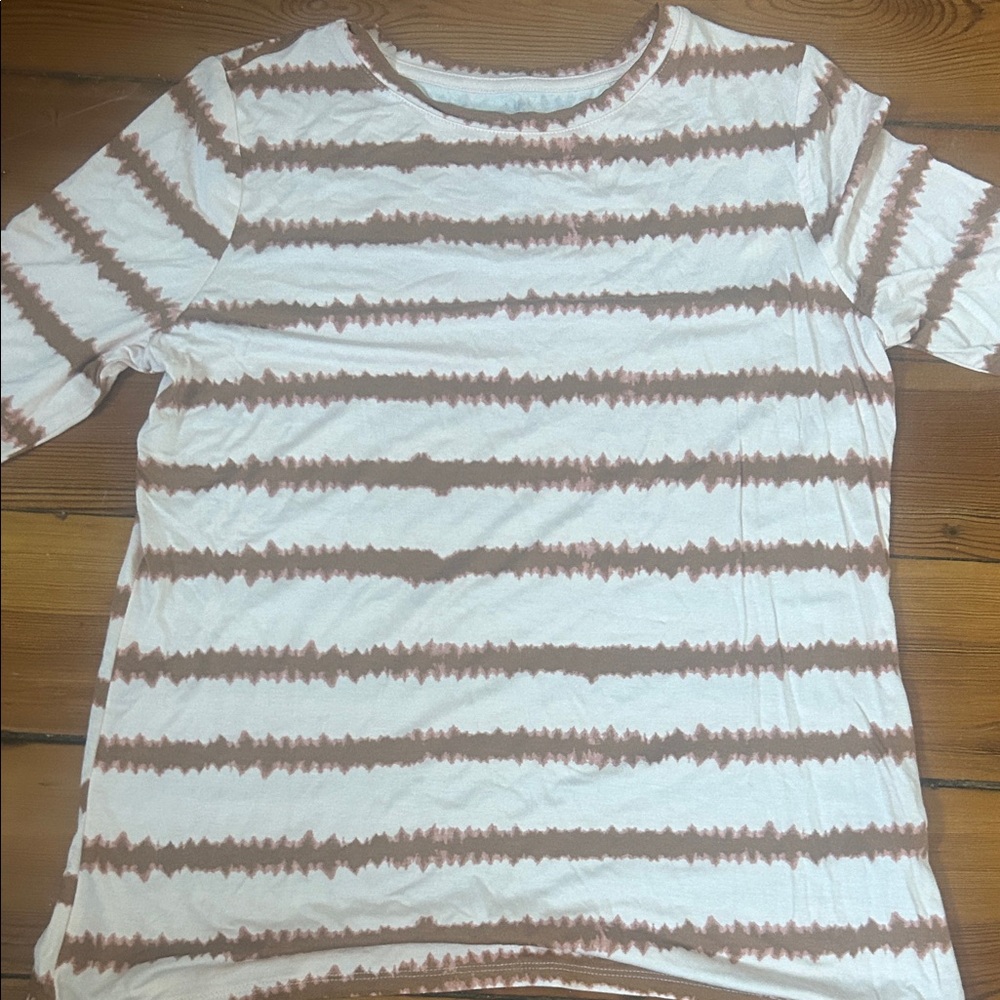 Nine West Soft Spun Brown and Cream Top